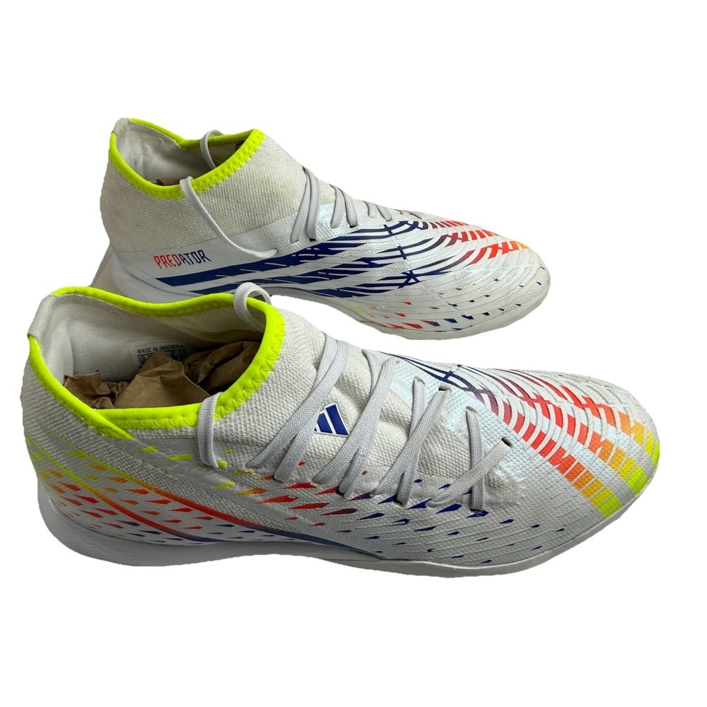 Adidas Mens White Predator Edge .3 TF Al Rihla Indoor Soccer Turf Cleat. Size 10 - Picture 6 of 13